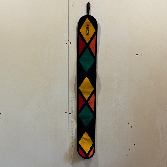 Vintage Moschino Multicolor Harlequin Diamond Pattern Suede Belt Size 40 (33”) - Picture 6 of 14